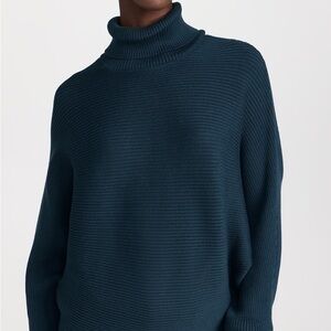Nation Ltd Women's Ribbed Exaggerated Dolman SleevTurtleneck Sweater - Blue/Teal